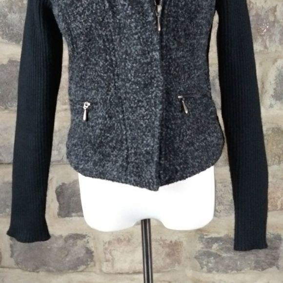 Mossimo gray and black sweater Moto jacket size Medium - Picture 3 of 14